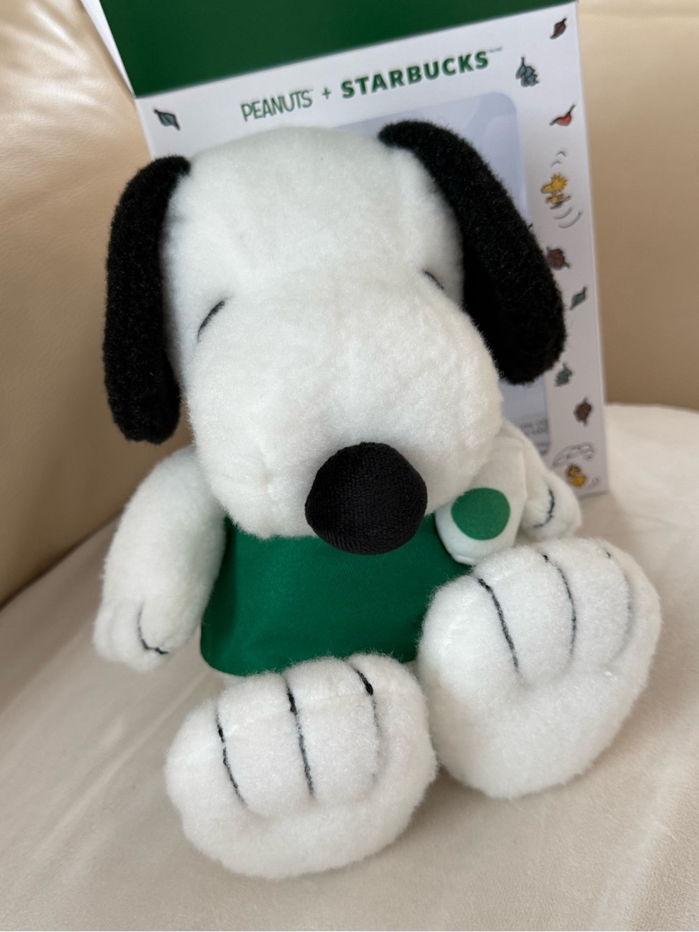 Starbucks White & Green Snoopy Plush Dog Toy